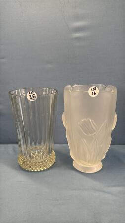 (2) GLASS VASES