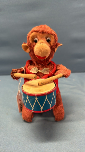 Wind-Up Drumming Monkey -7in High -Works