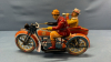 Wind-Up Tin Motorcycle & Side Car -11in Long -Works - 4