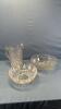 (2) GLASS SERVING BOWLS & CRYSTAL PITCHER