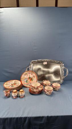 CHINA LOT ON SERVING TRAY