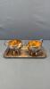 SILVER PLATED CREAM AND SUGAR ON SERVING TRAY
