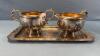 SILVER PLATED CREAM AND SUGAR ON SERVING TRAY - 2