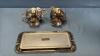 SILVER PLATED CREAM AND SUGAR ON SERVING TRAY - 4