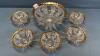 PRESSED GLASS SERVING BOWL & NAPPIES W/GOLD TRIM - 3