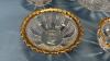 PRESSED GLASS SERVING BOWL & NAPPIES W/GOLD TRIM - 4