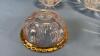 PRESSED GLASS SERVING BOWL & NAPPIES W/GOLD TRIM - 5