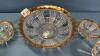 PRESSED GLASS SERVING BOWL & NAPPIES W/GOLD TRIM - 7