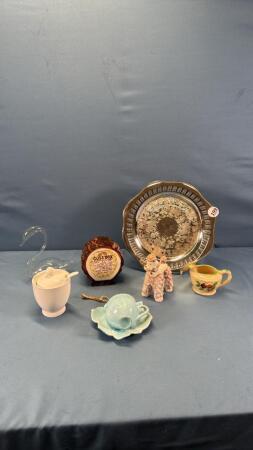 9IN SILVER PLATE TRAY WITH CONTENTS