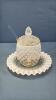 FENTON HOBNAIL MUSTARD JAR WITH LID & SPOON