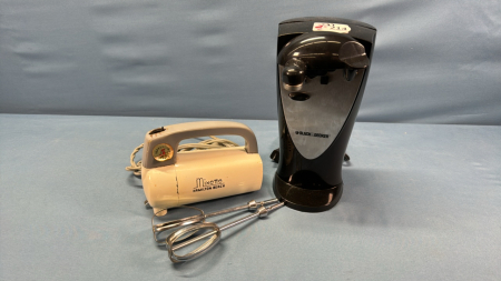 B&D Can Opener & Vintage Hamilton Beach Hand Mixer