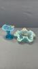(2) HOBNAIL BLUE OPALESCENT PIECES