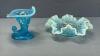 (2) HOBNAIL BLUE OPALESCENT PIECES - 4