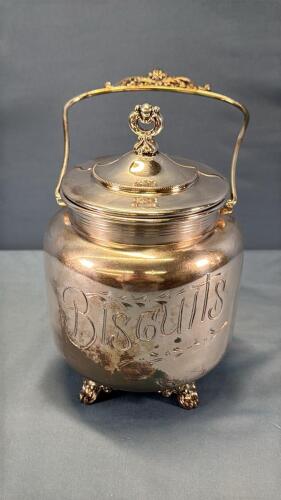 MONARCH SILVER PLATE BRAND BISCUITS JAR