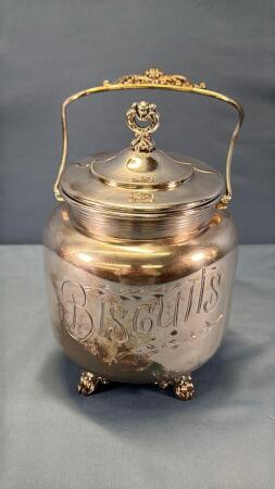 MONARCH SILVER PLATE BRAND BISCUITS JAR