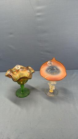 (2) FLUTED STEMMED VASES