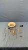 BOWL W/QTY OF EARRINGS, NECKLACES & BRACELETS