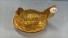 GLASS AMBER COVERED HEN ON THE NEST - 3