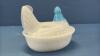 MILK GLASS HEN ON THE NEST (2 COLOUR) - 5