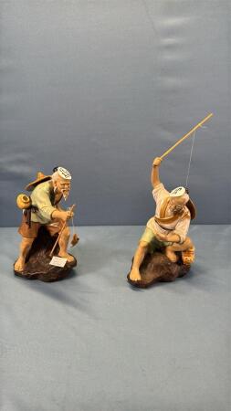 (2) CHINESE FISHERMAN FIGURINES