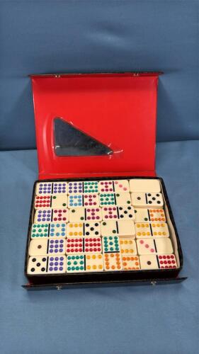 SET OF 91 DOMINOES IN CARRYING CASE