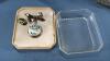 8.5"PEDESTAL CAKE PLATE&HAIR BAREETS &TRAVEL CLOCK - 3