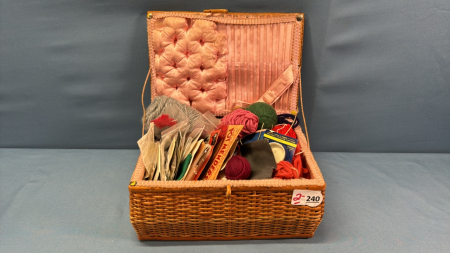 Sewing Basket with Sewing Notions