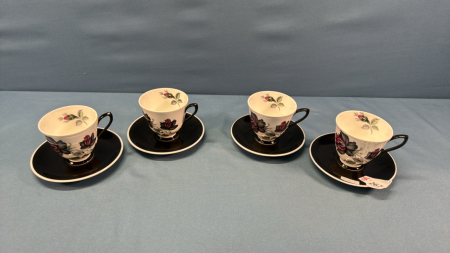 4 Royal Albert Tea Cups and Saucers -Masquerade Pattern