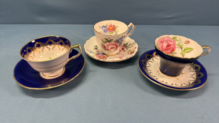 3 Aynsley Tea Cups and Saucers