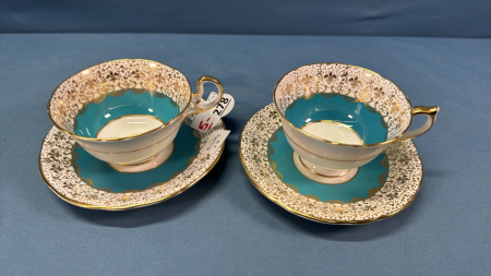 2 Matching Aynsley Tea Cups and Saucers