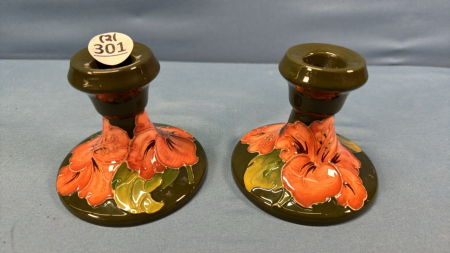 Pair of 3.5in Moorcroft Candle Sticks