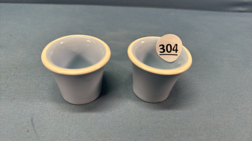 2 Egg Cups -Aluminia Copenhagen Light Blue Sonja Faience