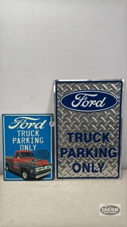(2) TIN FORD TRUCK PARKING ONLY SIGNS