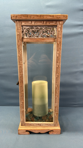 18in High Wood & Glass Candle Display Cabinet