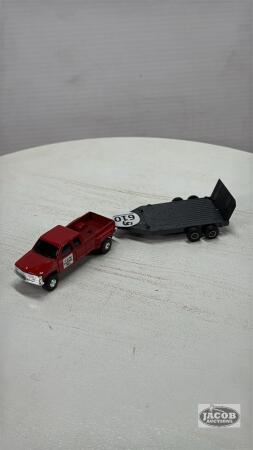 RED C&M FARMS DUALLY WITH EQUIPMENT TRAILER