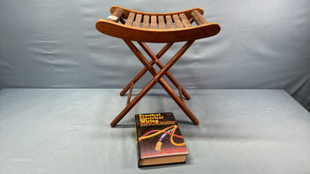 Folding Oak Camp Stool & Practical Electrical Wiring 680 page Book