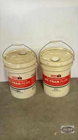 (2) EMPTY CASE HYDRAULIC TRANSMISSION OIL PAILS