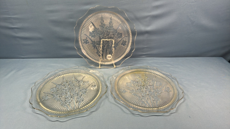 3 -12in Iris Glass Plates