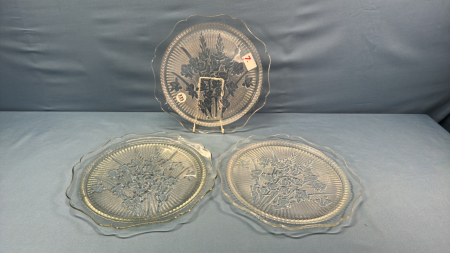 3 -12in Iris Glass Plates