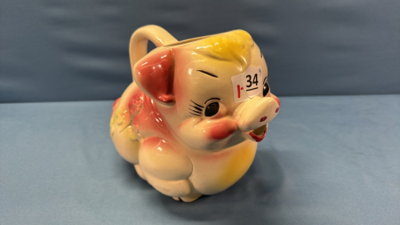 Decorated Pig Pitcher -Shawnee -8in High