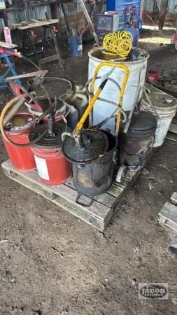 Lot of Grease and Oil Pails