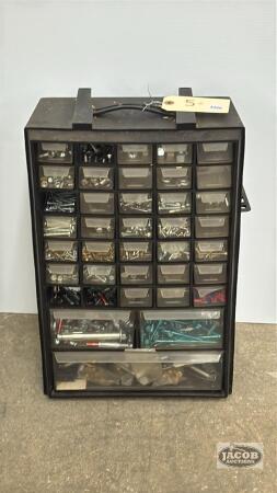 PLASTIC HARDWARE ORGANIZER WITH CONTENTS