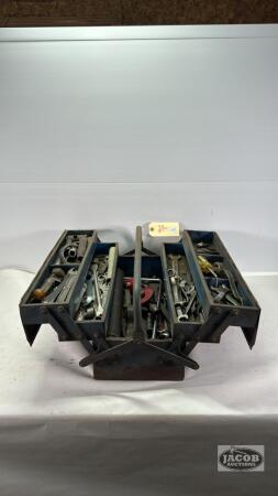 METAL CANTILEVER TOOL BOX WITH CONTENTS