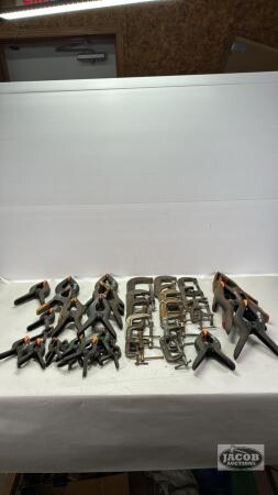 ASSORTED LOT OF (18)C CLAMPS & (25)SQUEEZE CLAMPS