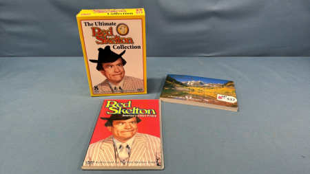 8 Red Skelton DVDs and Post Cards from Colorado