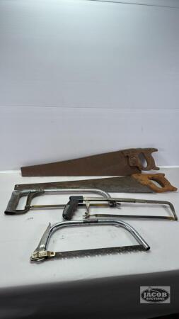 (2) HACK SAWS, (3) HAND SAWS