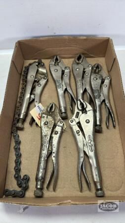 (5) PAIRS OF VICE GRIPS & (1) PAIR OF ADJUSTABLE CHAIN GRIPS