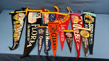 Approximately 10 Felt Destination Pennants