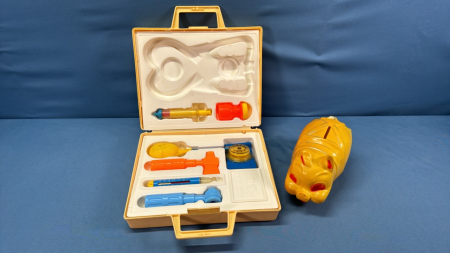 Fisher-Price Plastic Doctor Kit -Missing Stethescope & 7in Long Plastic Piggy Bank