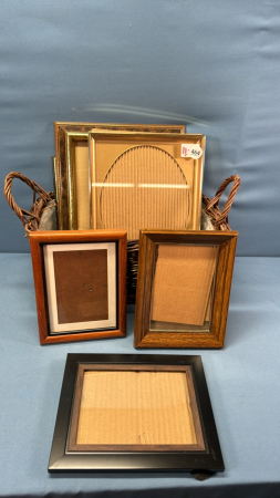 Quantity of Picture Frames in Wicker Basket